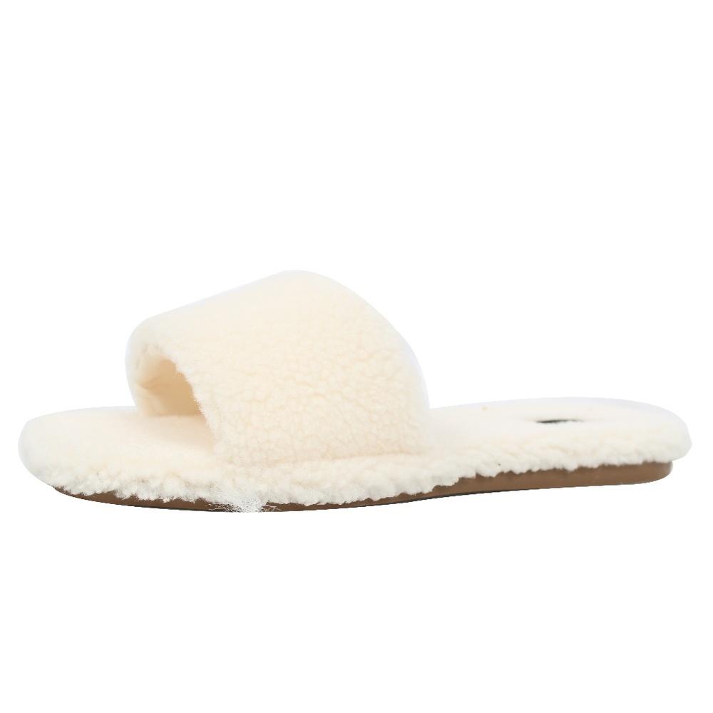 Size 9 Ivory Faux Sherpa Slide Sandals - Picture 4 of 5